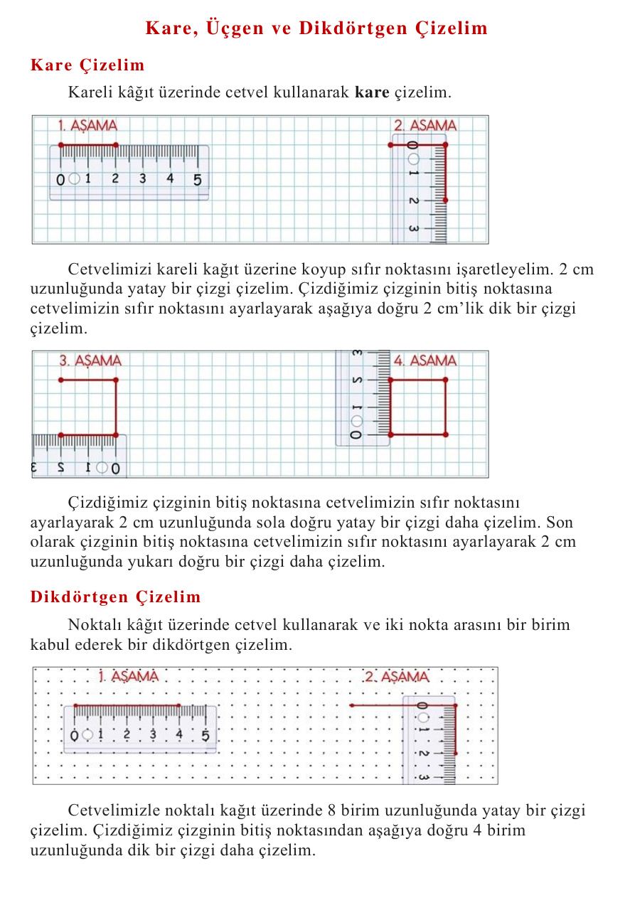 Kare, Dikdörtgen ve Üçgen Çizelim 1 PDF İndir – Komisyon