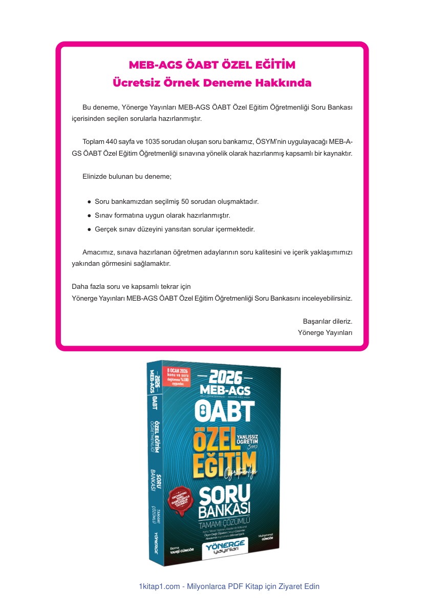 temp Ozel Egitim Ogretmenligi Hediye Deneme 1kitap1.com